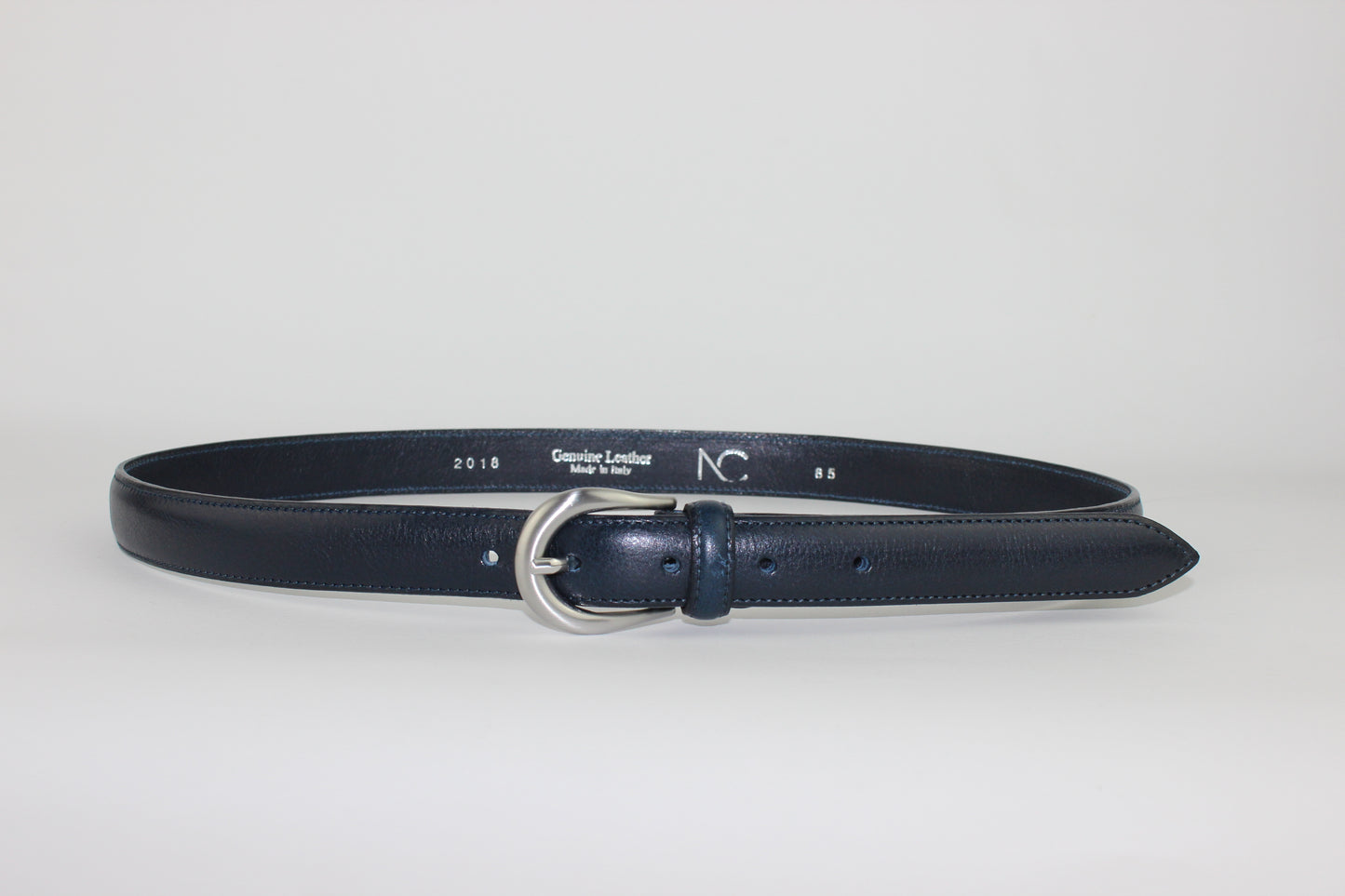 Cintura in Pelle Blu Navy