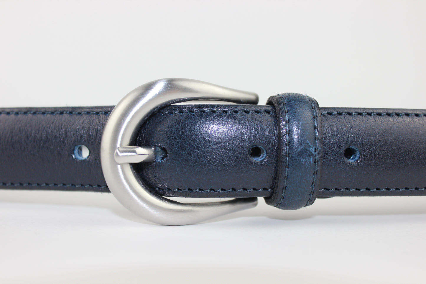 Cintura in Pelle Blu Navy