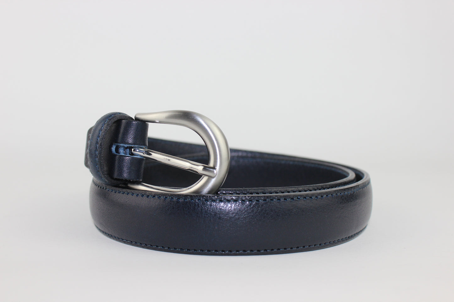 Cintura in Pelle Blu Navy